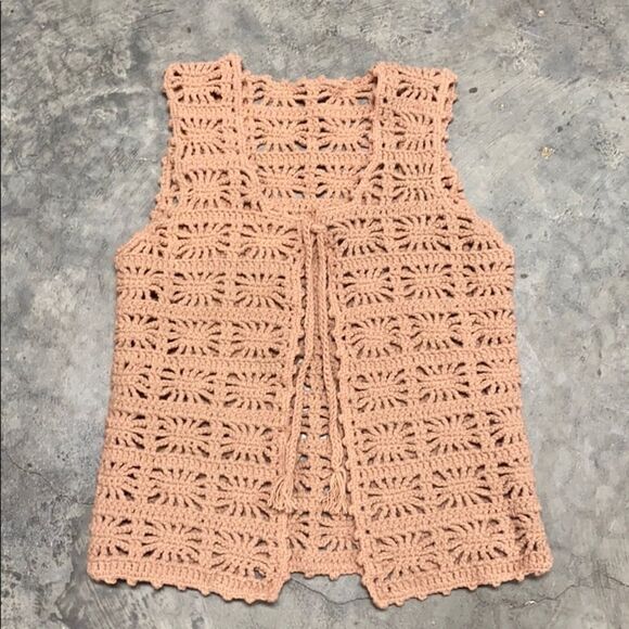 Vintage Blush/Salmon Crochet Vest - Picture 4 of 4